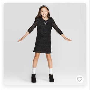 Large Cat & Jack Crochet Dress Black NWT 10 12